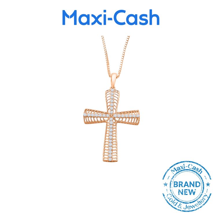 Diamond Classic Cross Pendant in 18K Rose Gold