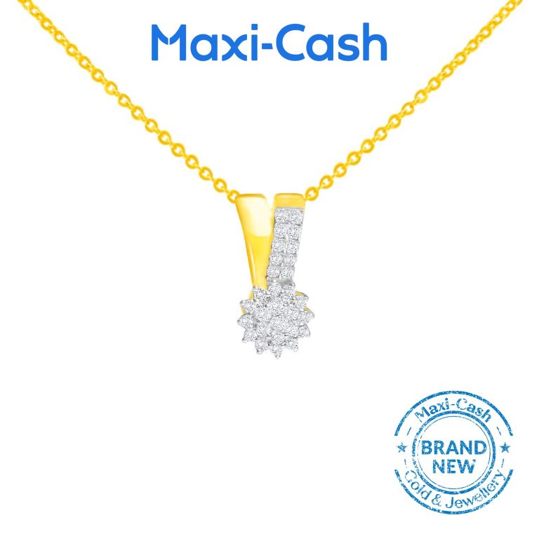 Diamond Sun Burst Pendant in 18k Yellow Gold