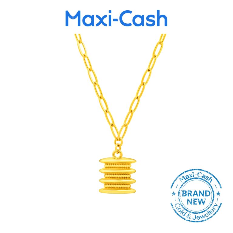 Golden Barrel Necklace in 916 Gold