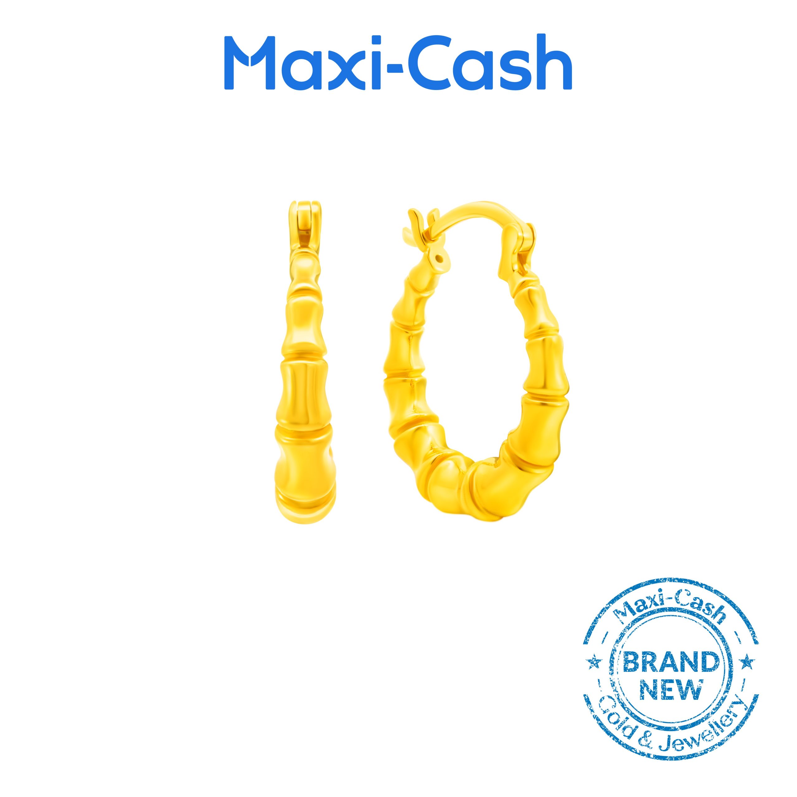 Bamboo Hoops Earrings in 916 Gold