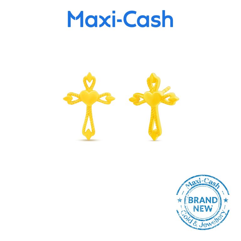 Eternal Love Cross Earrings in 916 Gold