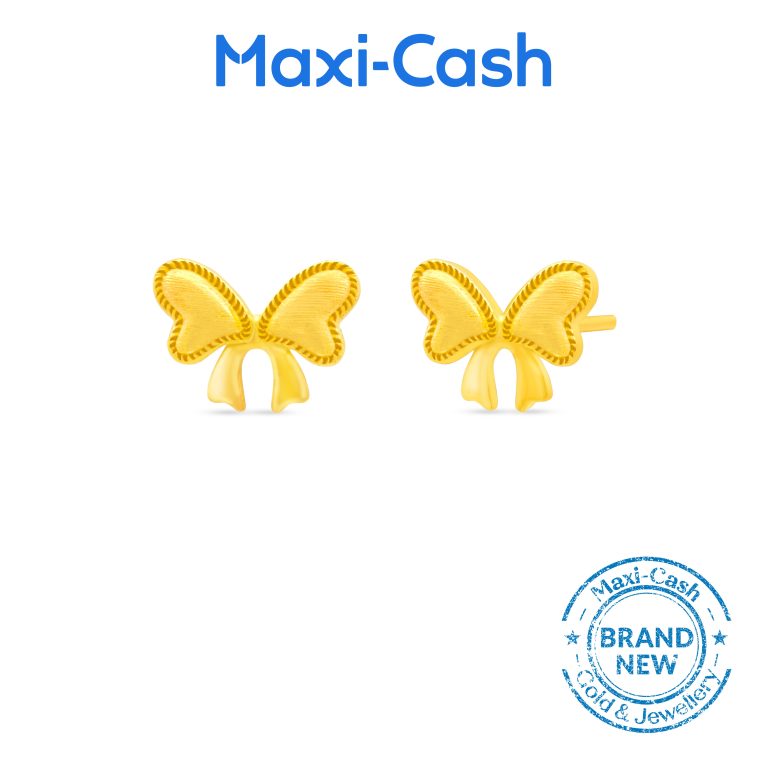 Graceful Bows Earrings in 999 Gold