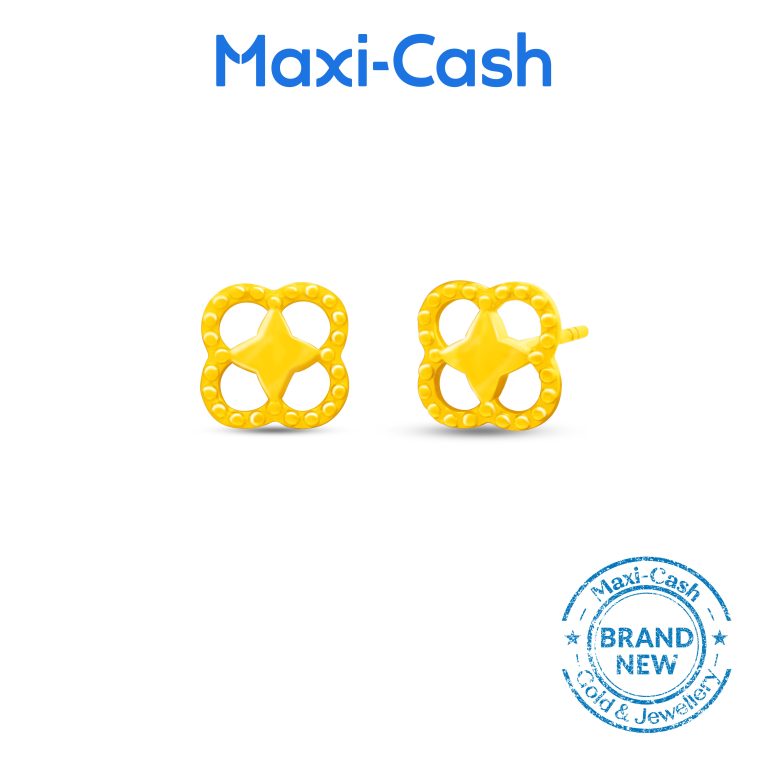 Beaded Clover Earrings in 916 Gold