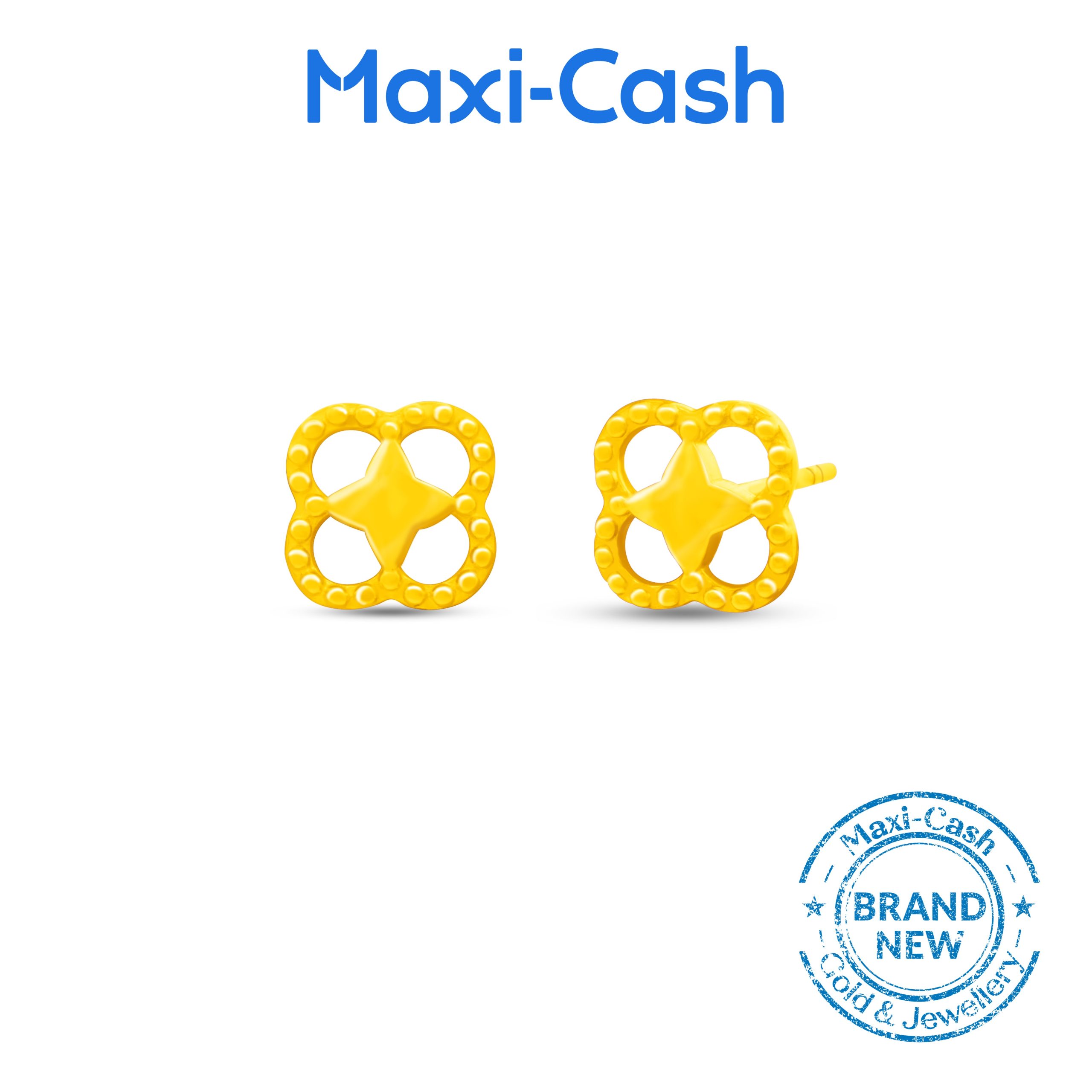 Beaded Clover Earrings in 916 Gold