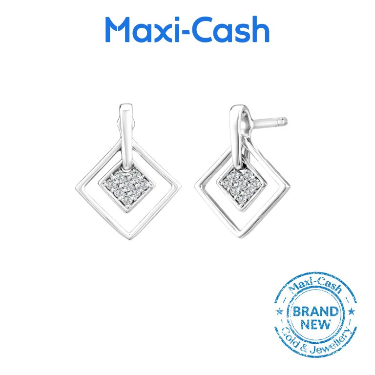 Diamond Geometry Whimsy Earrings in 18K White Gold