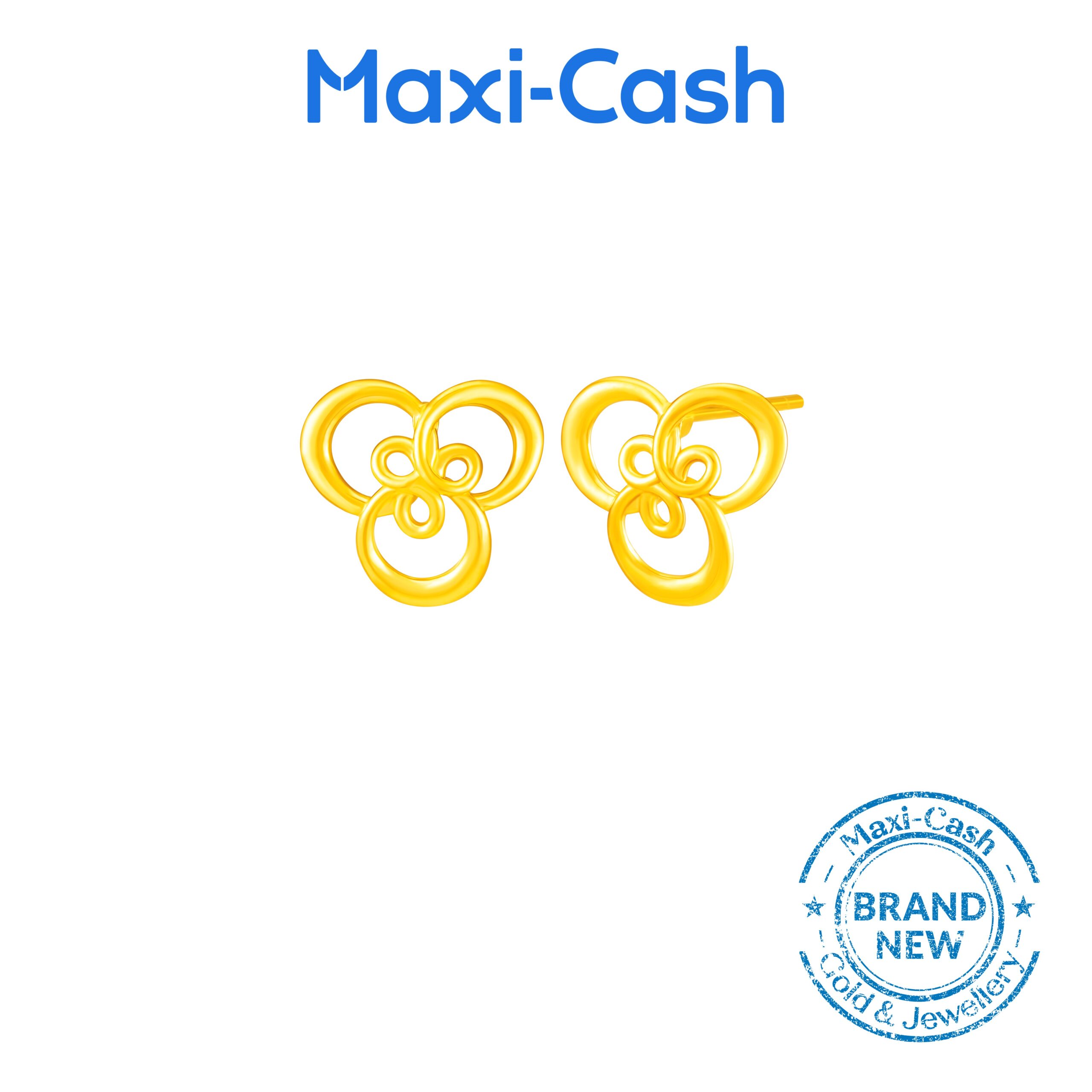Trinity Clover Knot Earrings in 916 Gold